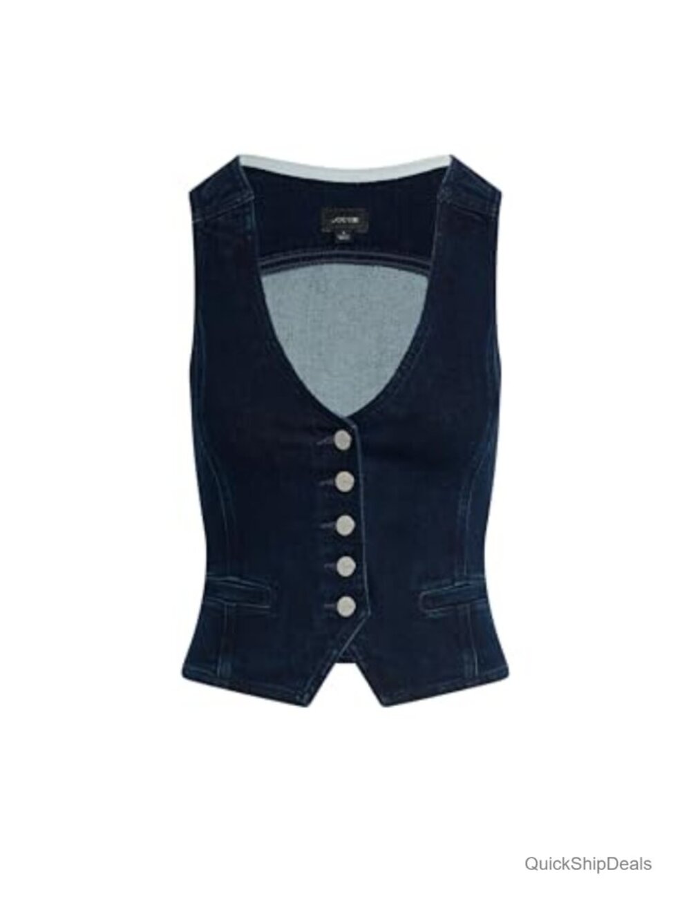 Denim Waistcoat Sleeveless Vest Fitted with Pocket Front Button Closure - Picture 7 of 7